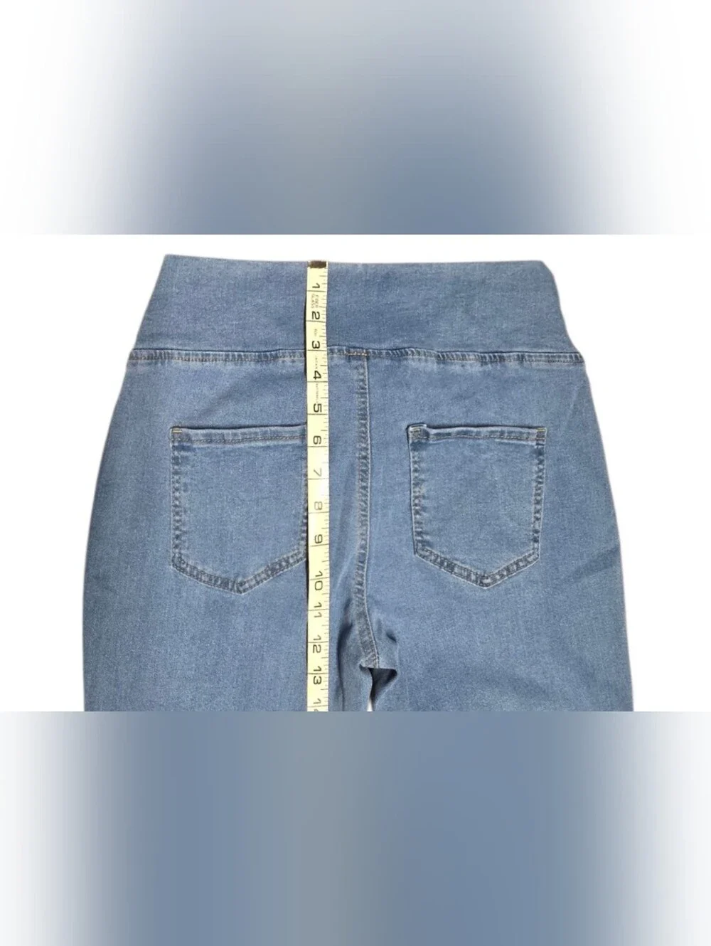 Crossover Waist Capris In Light Blue 6 TALL